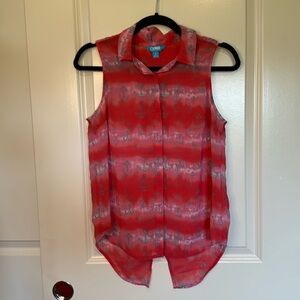 LAmour Womens Anchor Sheer Open Back Button Front